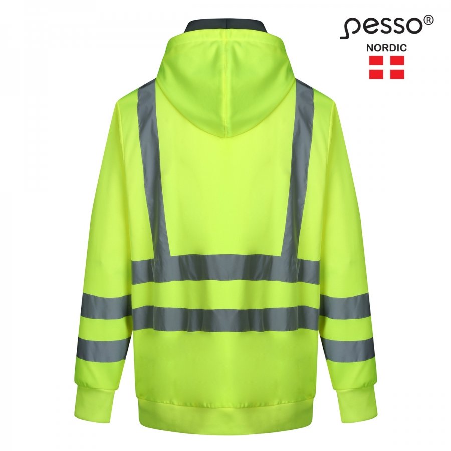 Augstas redzamības džemperis ar kapuci Pesso FL03, dzeltens
