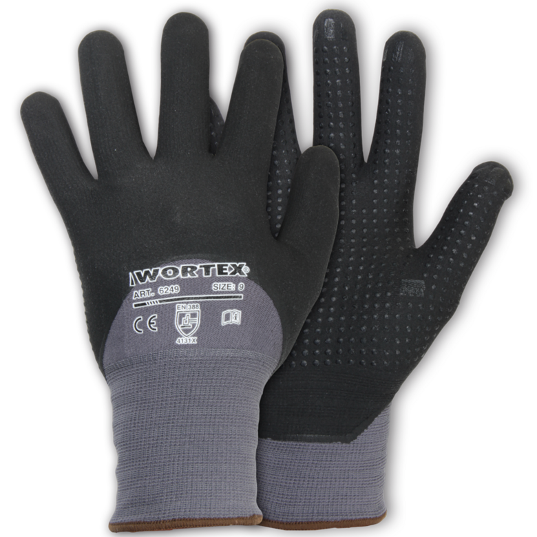 Darba cimdi ar Nitrila mikropunktējumu WORTEX 6247…6250